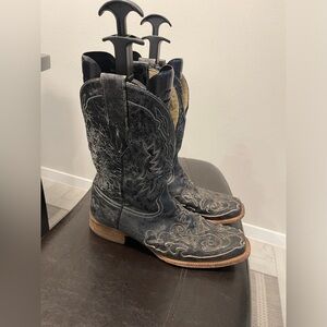 CORRAL Vintage Men Cowboys Boots inlay square toes western Leather Boots 13 D